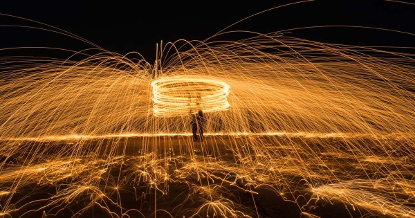 Steel wool photography. Lightpainting with steel wool